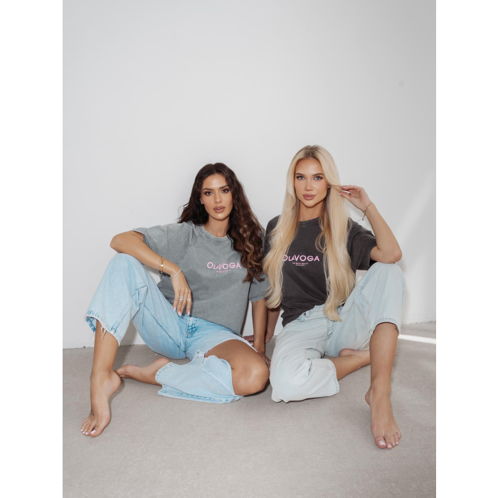 BLUZKA T-SHIRT DAMSKI OVERSIZE OLAVOGA TAIST DARK GRAY
