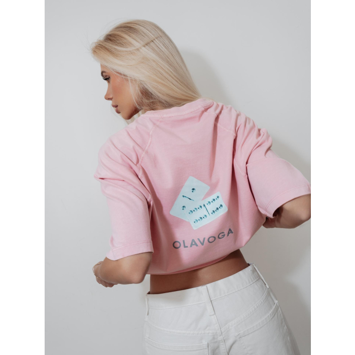 BLUZKA T-SHIRT DAMSKI OVERSIZE OLAVOGA TAIST PINK
