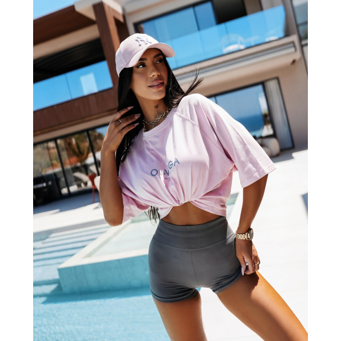 BLUZKA T-SHIRT DAMSKI OVERSIZE OLAVOGA TAIST PINK