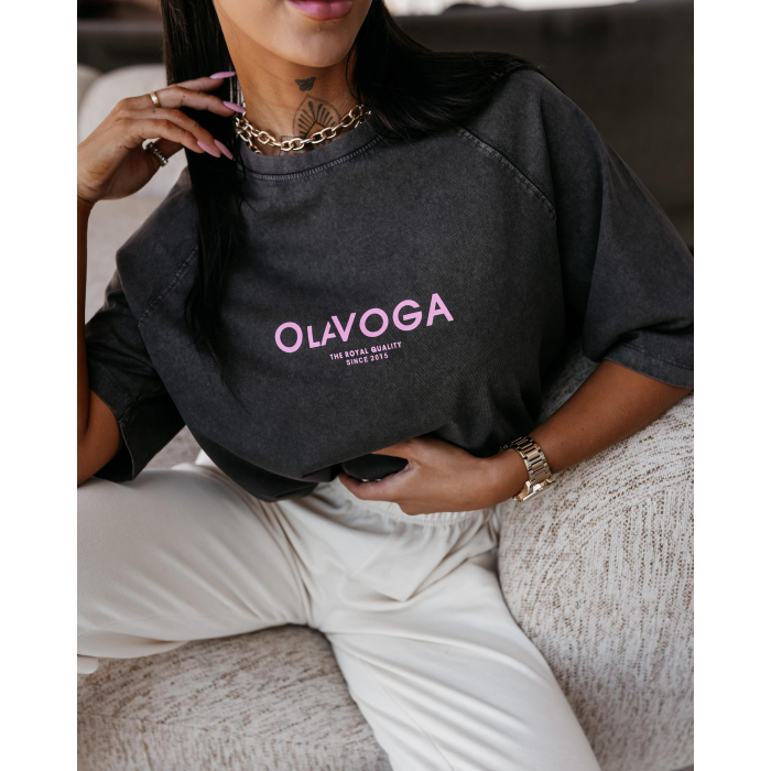BLUZKA T-SHIRT DAMSKI OVERSIZE OLAVOGA TAIST DARK GRAY