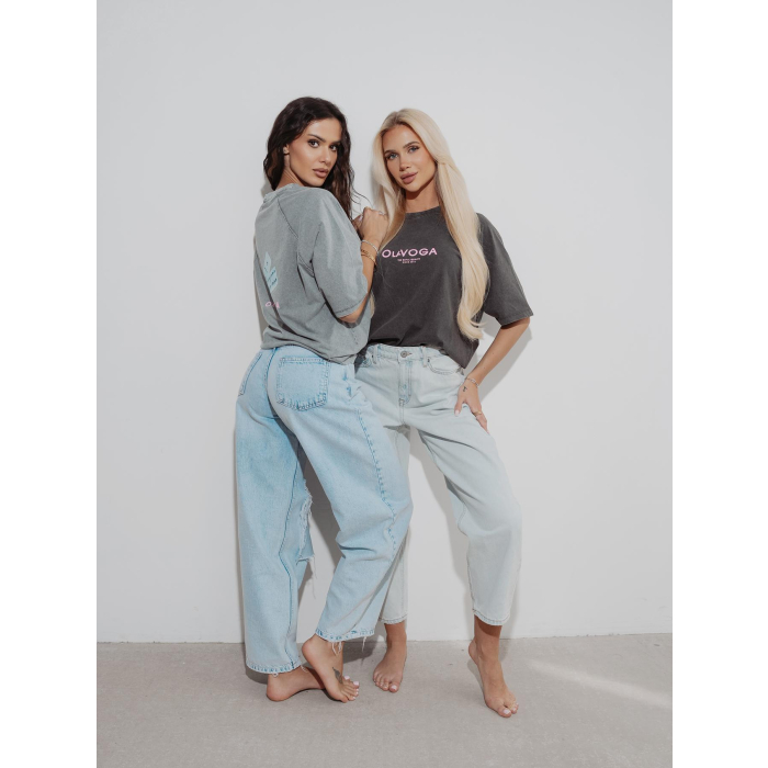 BLUZKA T-SHIRT DAMSKI OVERSIZE OLAVOGA TAIST DARK GRAY