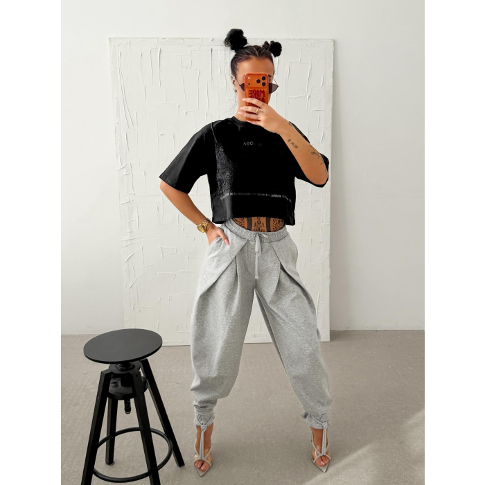 BLUZKA T-SHIRT DAMSKI OVERSIZE OLAVOGA VERLACE BLACK