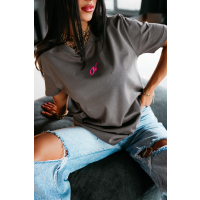 BLUZKA T-SHIRT DAMSKI OVERSIZE OLAVOGA VELMAR GRAFIT