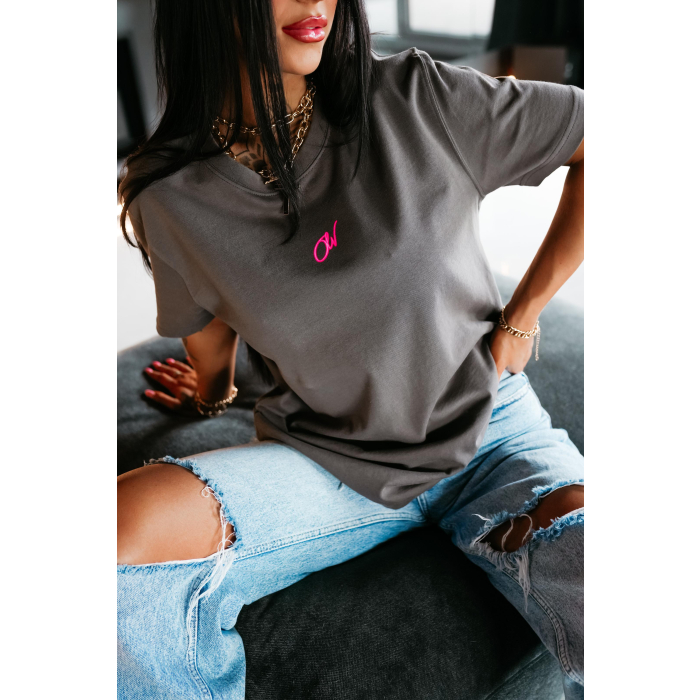 BLUZKA T-SHIRT DAMSKI OVERSIZE OLAVOGA VELMAR GRAFIT