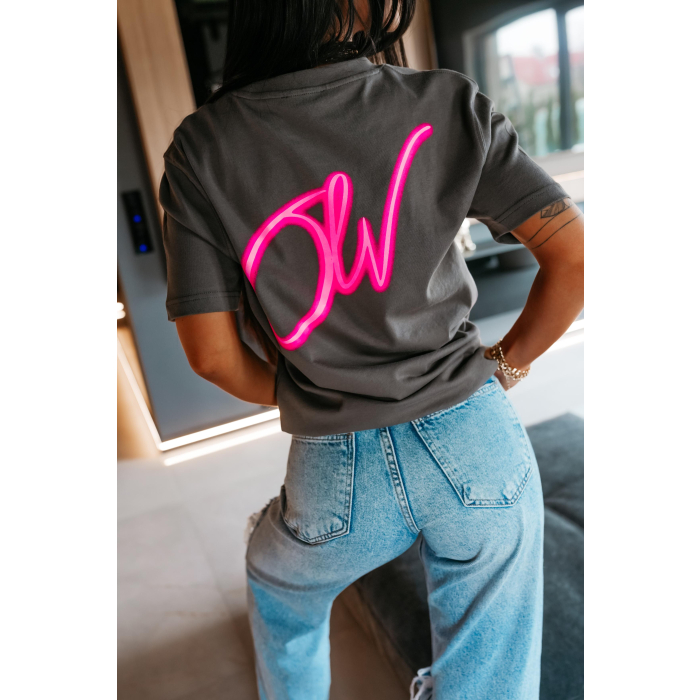 BLUZKA T-SHIRT DAMSKI OVERSIZE OLAVOGA VELMAR GRAFIT