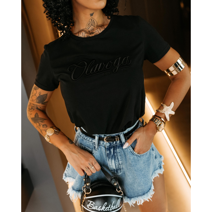 BLUZKA T-SHIRT HAFT OLAVOGA AMARA BLACK