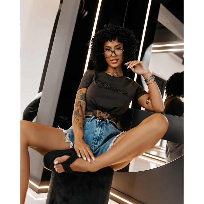 BLUZKA T-SHIRT HAFT OLAVOGA AMARA BROWN