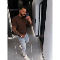 BLUZKA T-SHIRT MĘSKI FIT OLAVOGA MEN HANDY BROWN