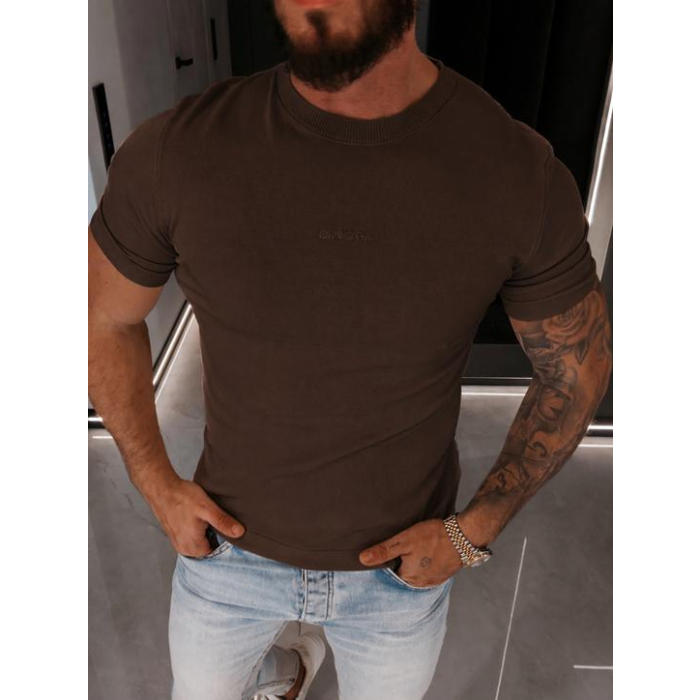 BLUZKA T-SHIRT MĘSKI FIT OLAVOGA MEN HANDY BROWN