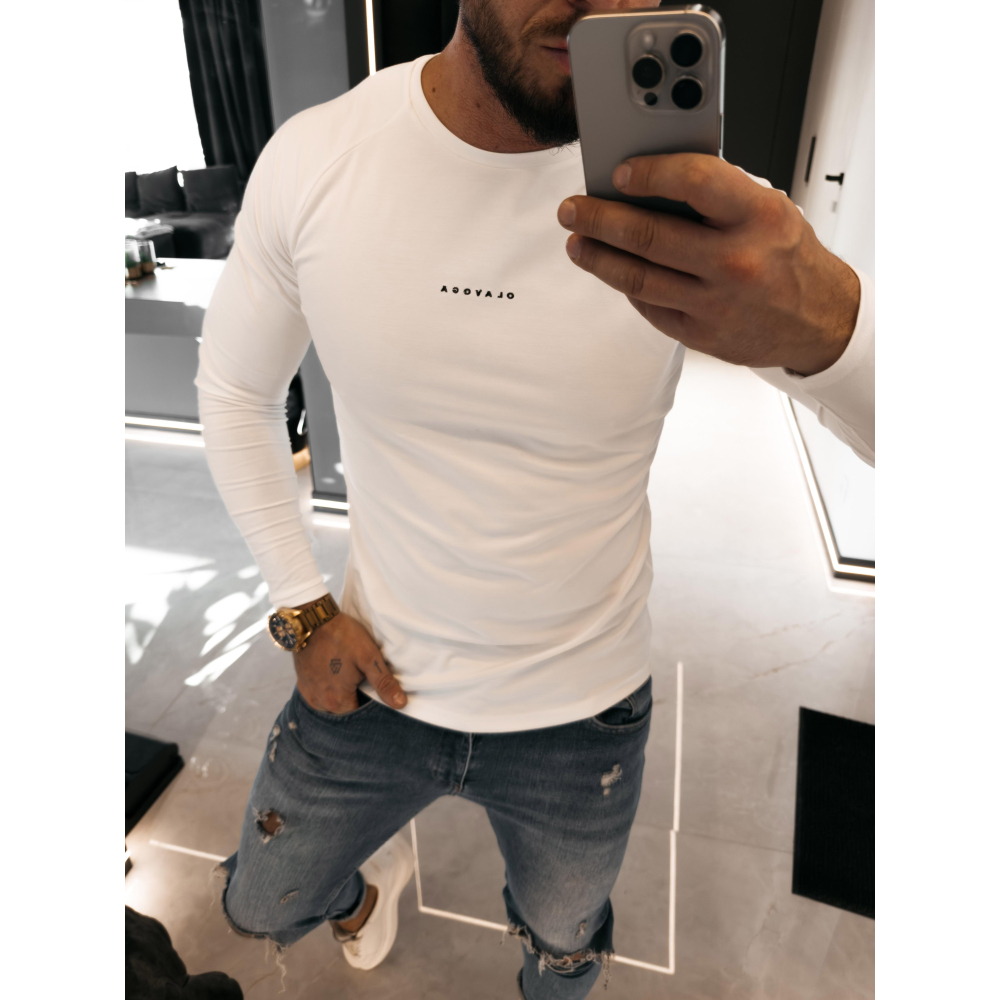 BLUZKA T-SHIRT MĘSKI LONGSLEEVE OLAVOGA MEN MIRE ECRU