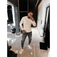 BLUZKA T-SHIRT MĘSKI LONGSLEEVE OLAVOGA MEN MIRE ECRU