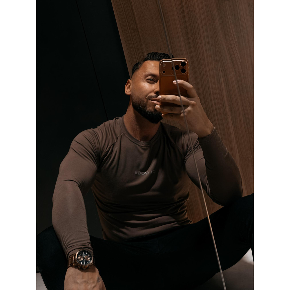 BLUZKA T-SHIRT MĘSKI LONGSLEEVE OLAVOGA MEN ZURI CAPPUCCINO