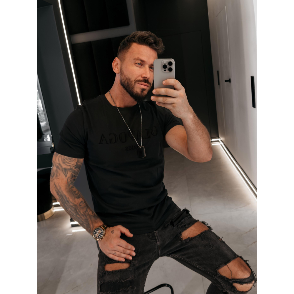 BLUZKA T-SHIRT MĘSKI OLAVOGA MEN KAAR BLACK