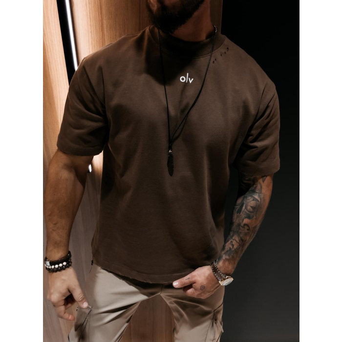 BLUZKA T-SHIRT MĘSKI OLAVOGA MEN NOVAVEON BROWN