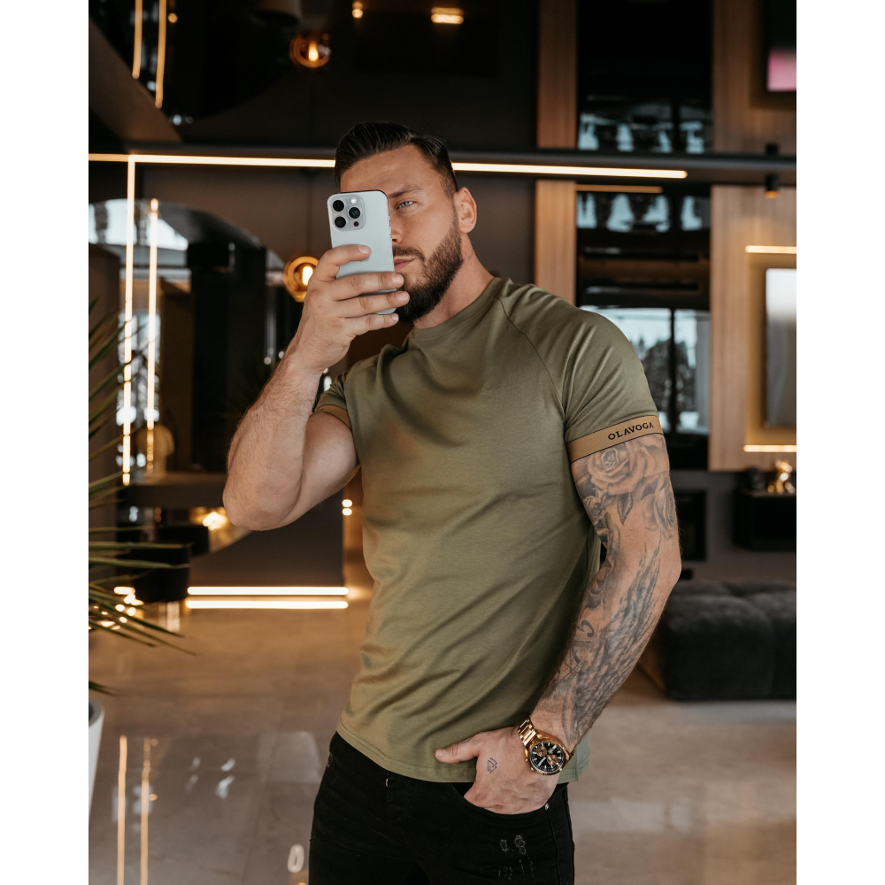 BLUZKA T-SHIRT MĘSKI OLAVOGA MEN RAYSIER KHAKI