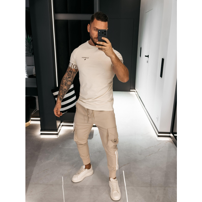 BLUZKA T-SHIRT MĘSKI OLAVOGA MEN SKYJUE ECRU