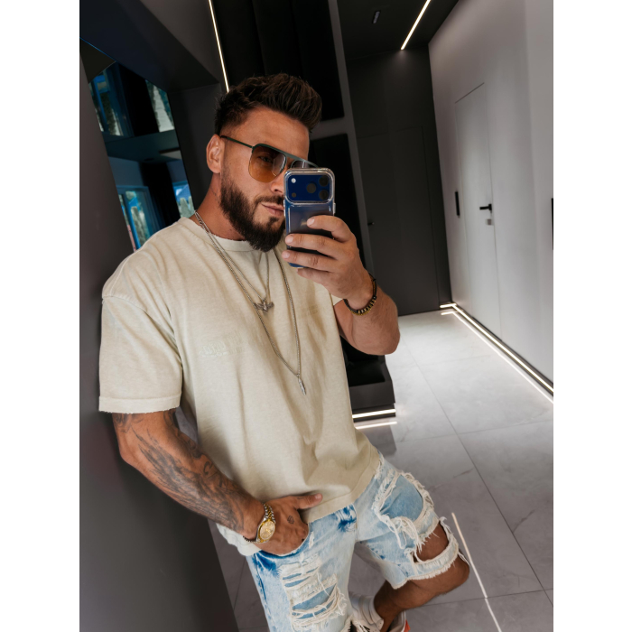 BLUZKA T-SHIRT MĘSKI OVERSIZE OLAVOGA MEN BEVERLY BEIGE