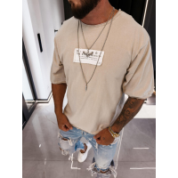 BLUZKA T-SHIRT MĘSKI OVERSIZE OLAVOGA MEN ECHRE BEIGE