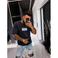 BLUZKA T-SHIRT MĘSKI OVERSIZE OLAVOGA MEN ECHRE NAVY BLUE