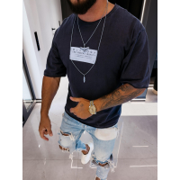 BLUZKA T-SHIRT MĘSKI OVERSIZE OLAVOGA MEN ECHRE NAVY BLUE