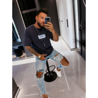 BLUZKA T-SHIRT MĘSKI OVERSIZE OLAVOGA MEN ECHRE NAVY BLUE