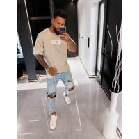 BLUZKA T-SHIRT MĘSKI OVERSIZE OLAVOGA MEN ECHRE BEIGE
