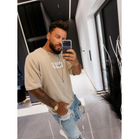 BLUZKA T-SHIRT MĘSKI OVERSIZE OLAVOGA MEN ECHRE BEIGE