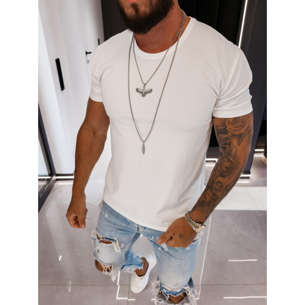 BLUZKA T-SHIRT MĘSKI OVERSIZE OLAVOGA MEN FLUOR ECRU