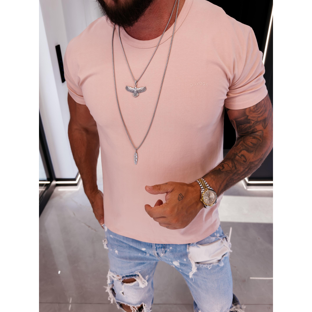 BLUZKA T-SHIRT MĘSKI OVERSIZE OLAVOGA MEN FLUOR PINK