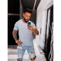 BLUZKA T-SHIRT MĘSKI OVERSIZE OLAVOGA MEN FLUOR BLUE