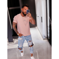 BLUZKA T-SHIRT MĘSKI OVERSIZE OLAVOGA MEN FLUOR PINK