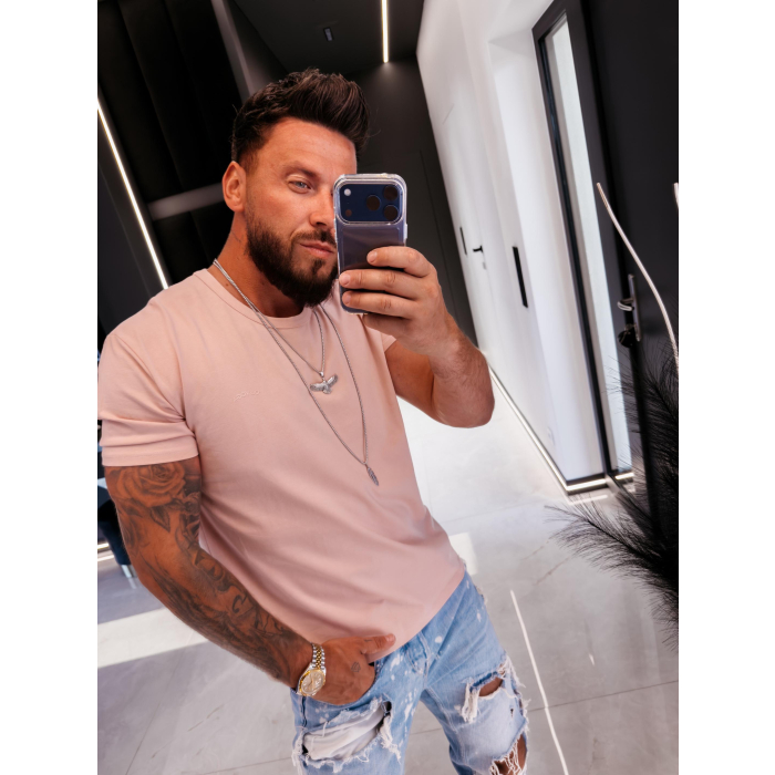 BLUZKA T-SHIRT MĘSKI OVERSIZE OLAVOGA MEN FLUOR PINK