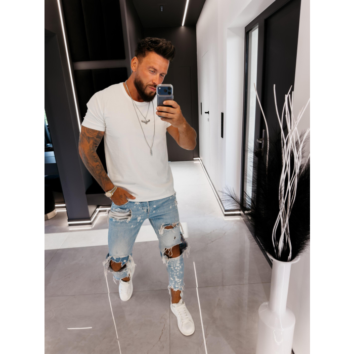 BLUZKA T-SHIRT MĘSKI OVERSIZE OLAVOGA MEN FLUOR ECRU