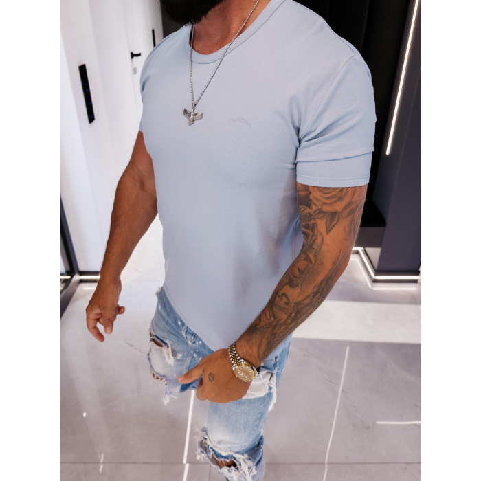 BLUZKA T-SHIRT MĘSKI OVERSIZE OLAVOGA MEN FLUOR BLUE