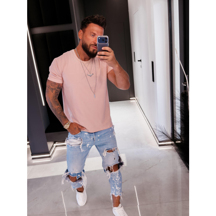 BLUZKA T-SHIRT MĘSKI OVERSIZE OLAVOGA MEN FLUOR PINK