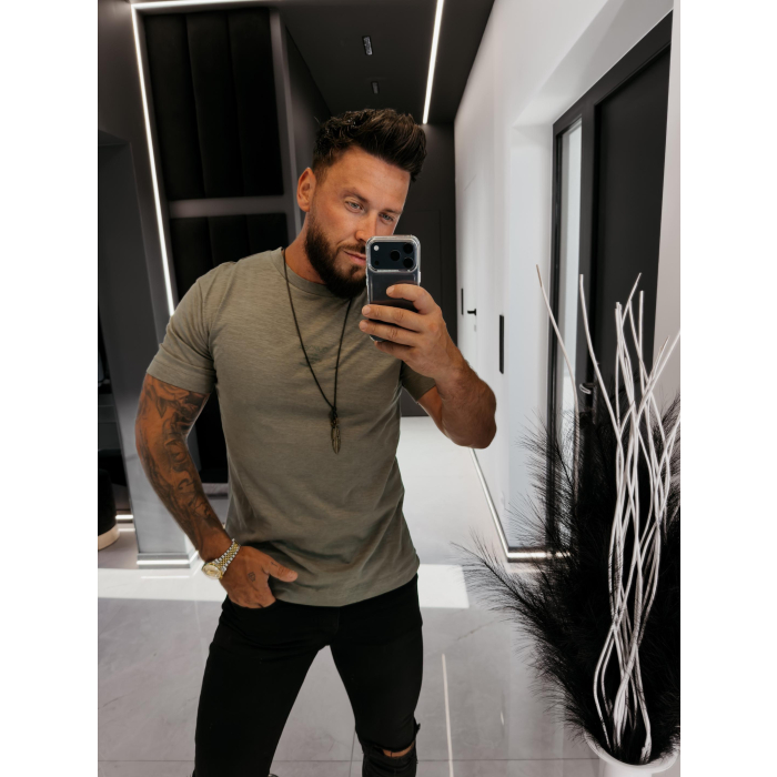 BLUZKA T-SHIRT MĘSKI OVERSIZE OLAVOGA MEN GRAVIX KHAKI