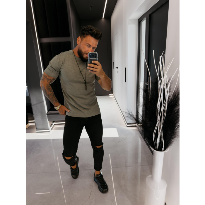 BLUZKA T-SHIRT MĘSKI OVERSIZE OLAVOGA MEN GRAVIX KHAKI