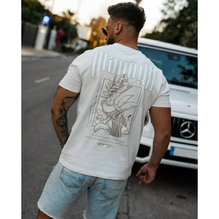 BLUZKA T-SHIRT MĘSKI OVERSIZE OLAVOGA MEN LUXVEENCE ECRU