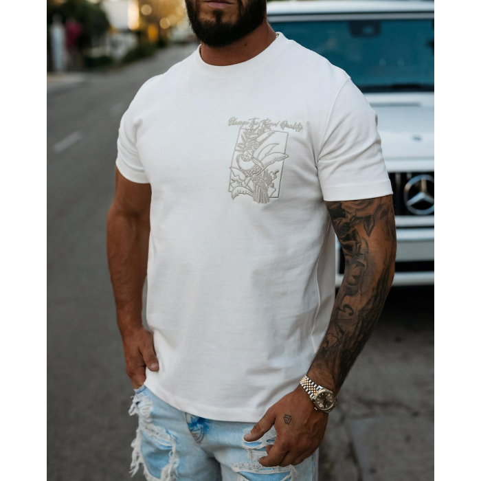 BLUZKA T-SHIRT MĘSKI OVERSIZE OLAVOGA MEN LUXVEENCE ECRU