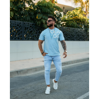 BLUZKA T-SHIRT MĘSKI OVERSIZE OLAVOGA MEN MALOR SKY BLUE