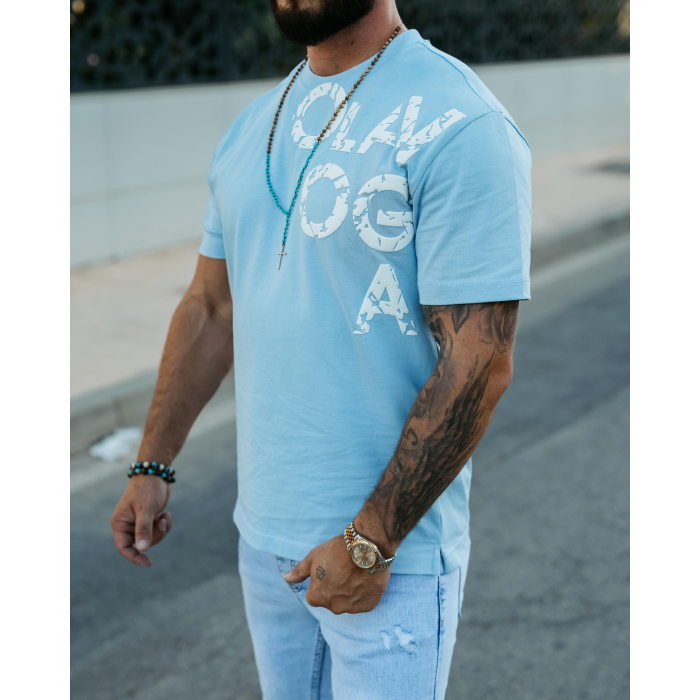 BLUZKA T-SHIRT MĘSKI OVERSIZE OLAVOGA MEN MALOR SKY BLUE