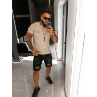 BLUZKA T-SHIRT MĘSKI OVERSIZE OLAVOGA MEN UNIVERSE DARK BEIGE