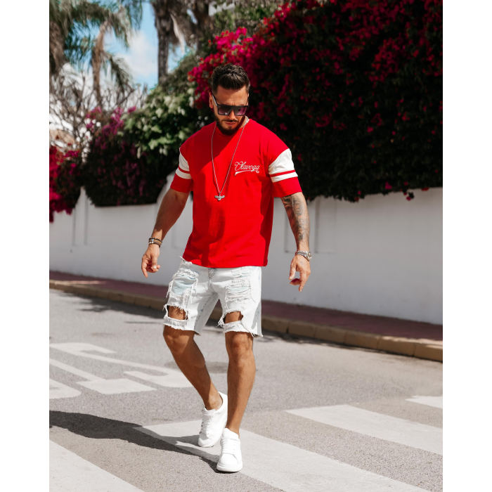 BLUZKA T-SHIRT MĘSKI OVERSIZE OLAVOGA MEN VALDORIN RED