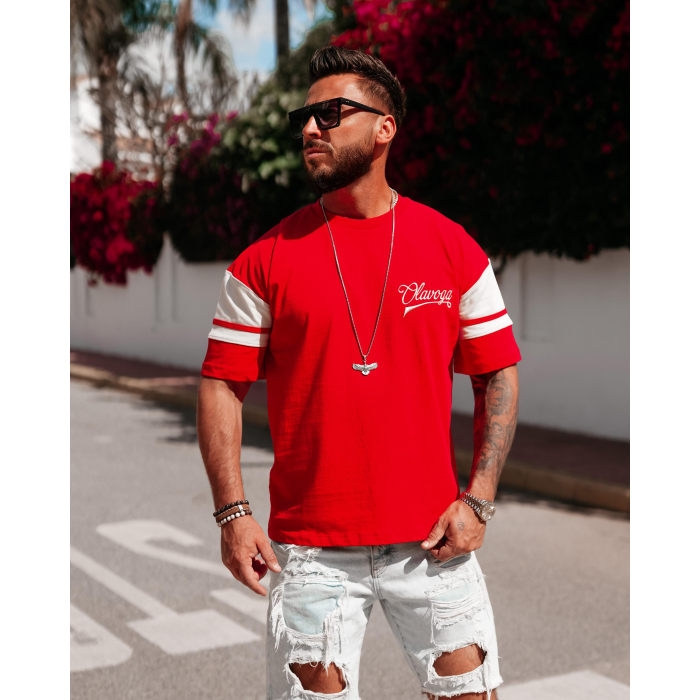 BLUZKA T-SHIRT MĘSKI OVERSIZE OLAVOGA MEN VALDORIN RED