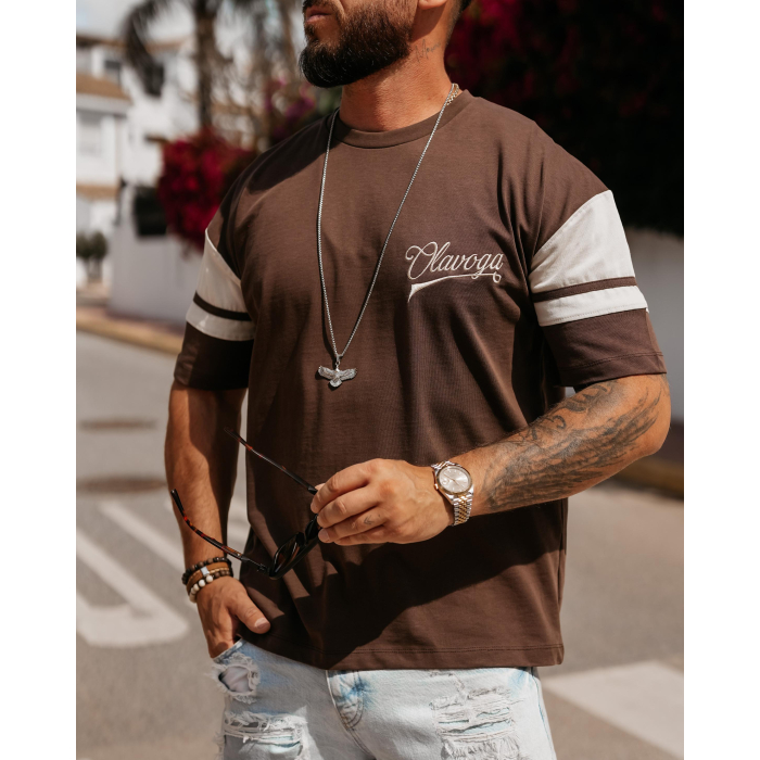 BLUZKA T-SHIRT MĘSKI OVERSIZE OLAVOGA MEN VALDORIN BROWN