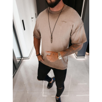 BLUZKA T-SHIRT MĘSKI OVERSIZE OLAVOGA MEN VI MA DARK BEIGE
