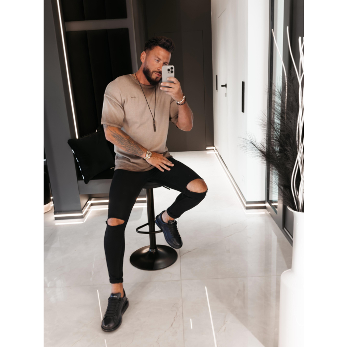BLUZKA T-SHIRT MĘSKI OVERSIZE OLAVOGA MEN VI MA DARK BEIGE