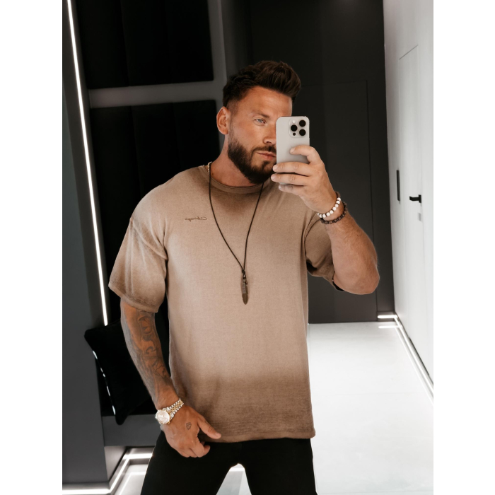 BLUZKA T-SHIRT MĘSKI OVERSIZE OLAVOGA MEN VI MA DARK BEIGE