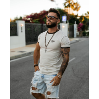 BLUZKA T-SHIRT MĘSKI OVERSIZE OLAVOGA MEN VIROO BEIGE