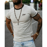 BLUZKA T-SHIRT MĘSKI OVERSIZE OLAVOGA MEN VIROO BEIGE